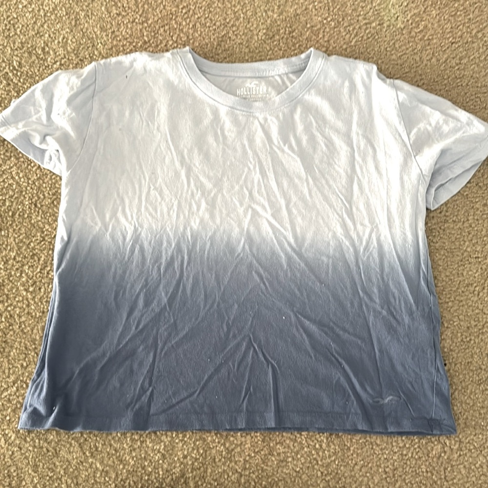 Hollister boxy crop tee ombré blue Small